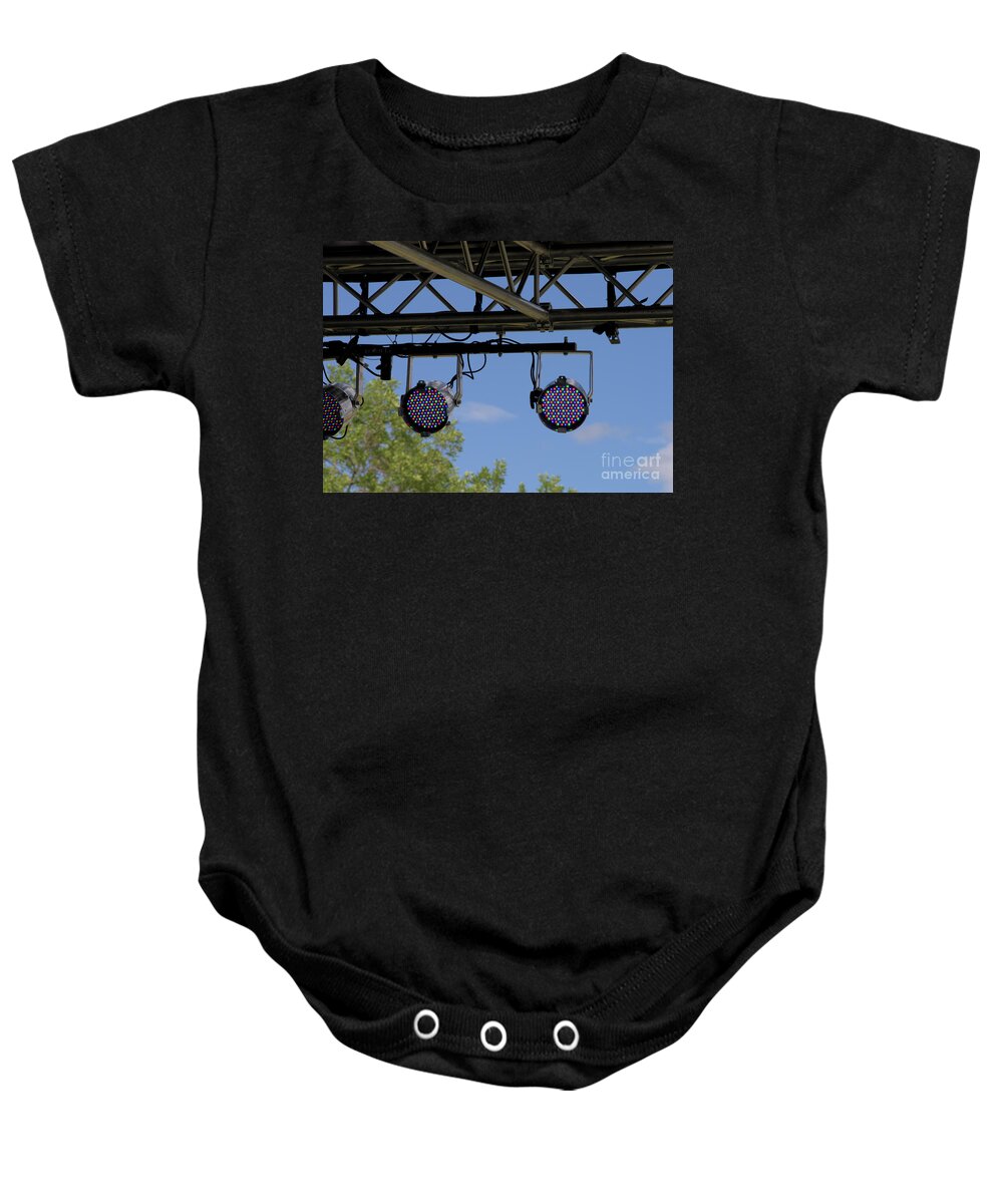 Spotlights Baby Onesie featuring the photograph Lights Above the Stage by Kae Cheatham
