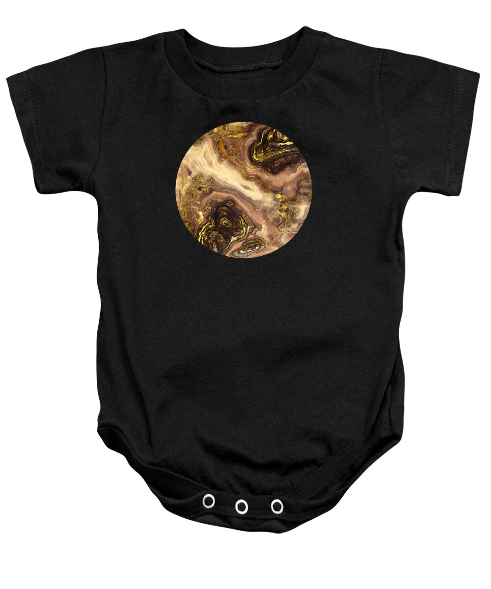 Gold Baby Onesie featuring the digital art Liquid Gold Agate by Spacefrog Designs