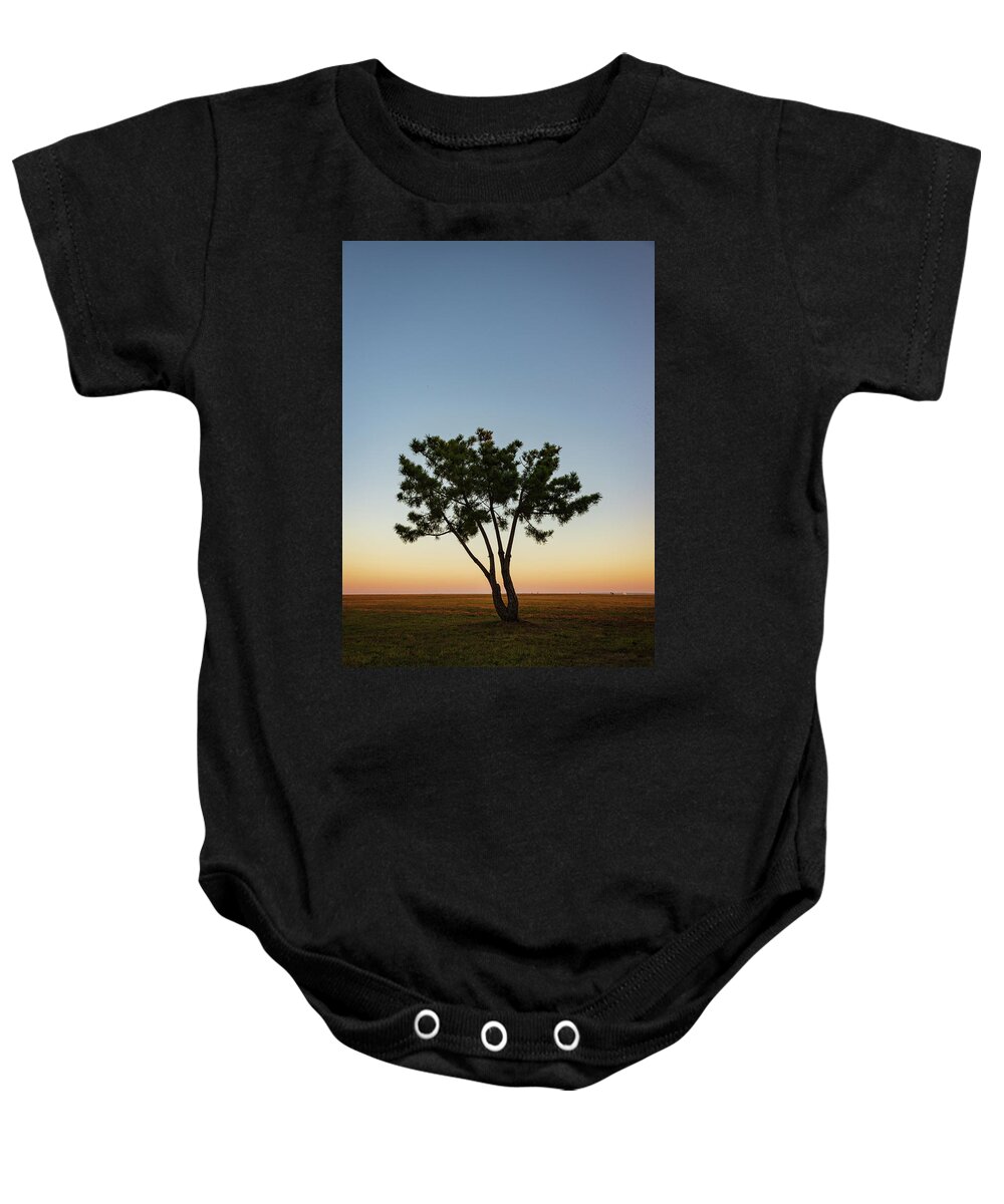 Lone Baby Onesie featuring the photograph Lone Tree at Twilight Color by David Gordon