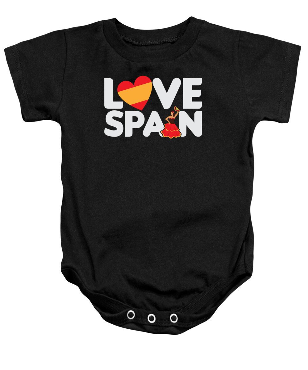 Latino Baby Onesie featuring the digital art Love Spain Spanish Tourist Vacation Gift by Jacob Zelazny