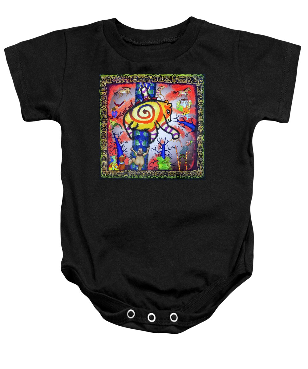 Bear Visionary Oil Digital Imaginary Love Baby Onesie featuring the painting Love the Bear by Hone Williams