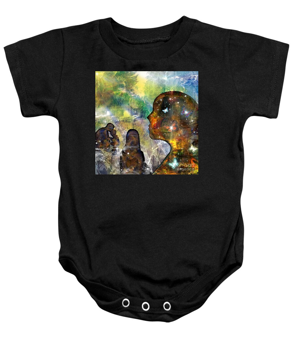 Abstract Art Baby Onesie featuring the mixed media Making Peace With The Past by Diamante Lavendar