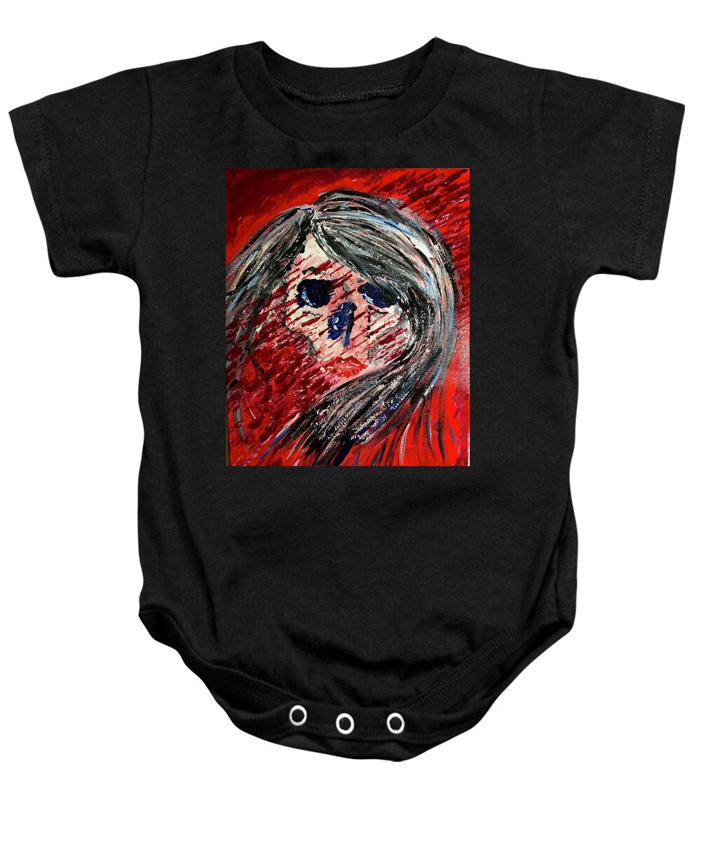 Portrait Baby Onesie featuring the painting Maria of the angels by Bethany Beeler
