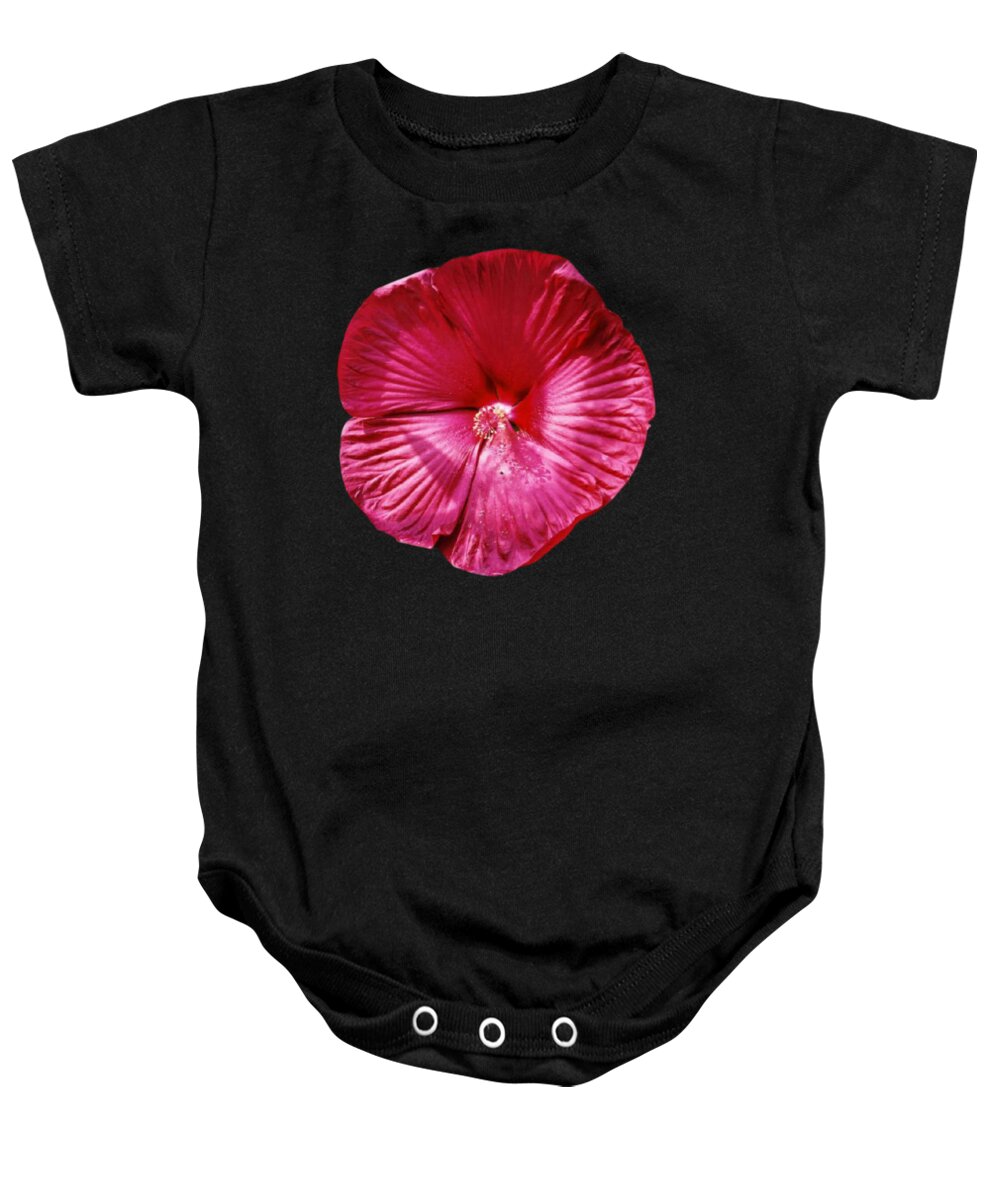 Flower Baby Onesie featuring the photograph Maroon Hardy Hibiscus by Nancy Ayanna Wyatt