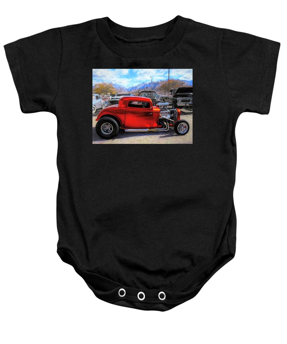 Hot Rod Baby Onesie featuring the photograph Mean Orange Hot Rod by DK Digital