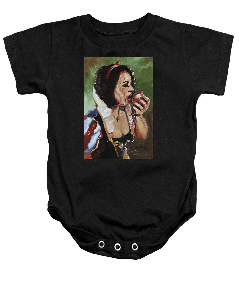 Snow White Baby Onesie featuring the painting Mechanical Snow White by Sv Bell