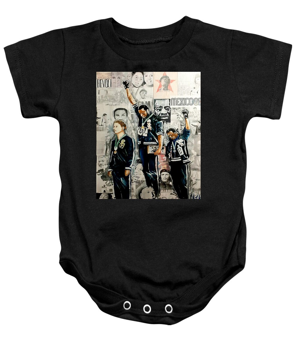 Mexico City 68 Baby Onesie featuring the painting Mexico City 68 by Femme Blaicasso
