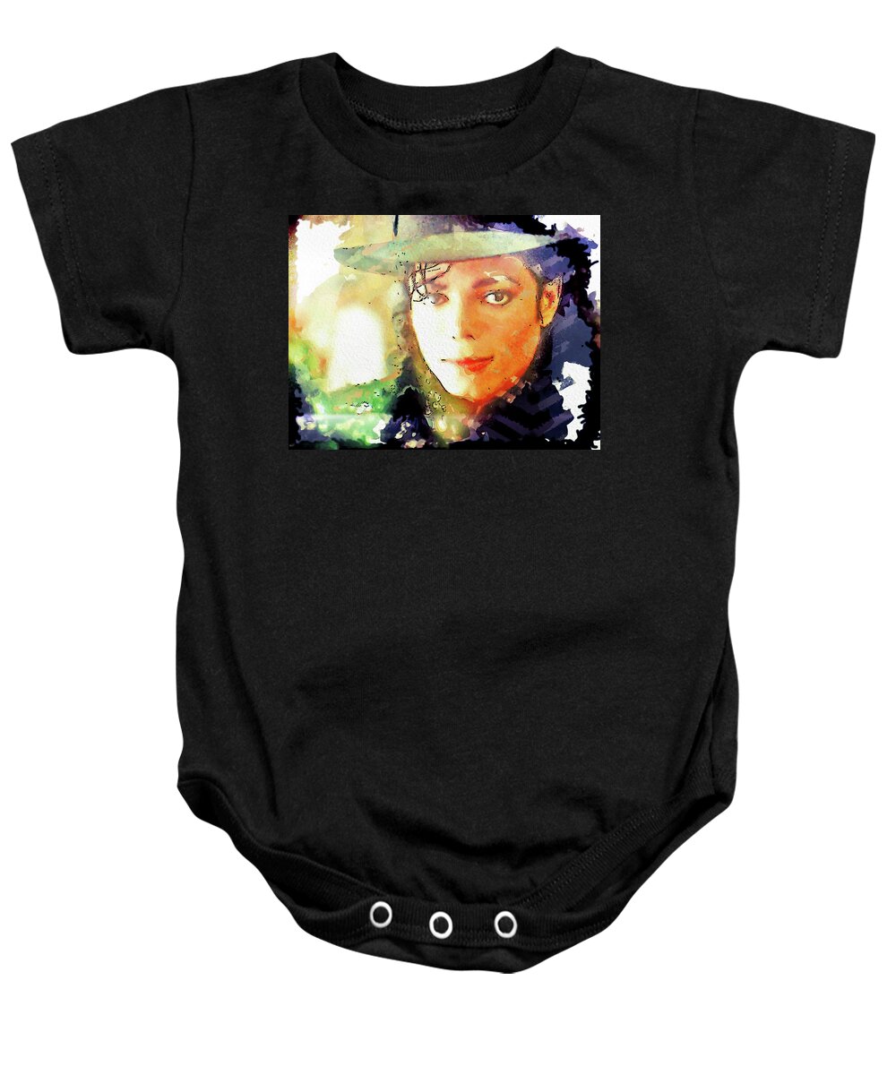 Michael Jackson Baby Onesie featuring the mixed media Michael Jackson. by Pheasant Run Gallery