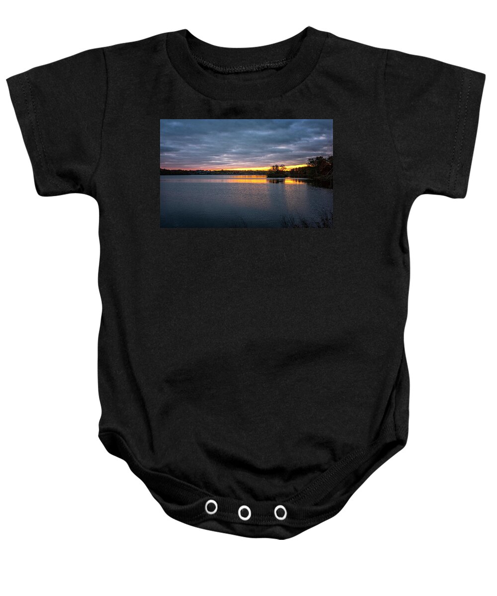 Lake Reflection Baby Onesie featuring the photograph Michigan Lake Dawn by Tom Singleton