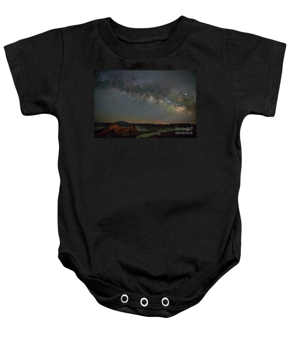 Alstrom Point Baby Onesie featuring the photograph Milkyway over Alstrom Point by Keith Kapple