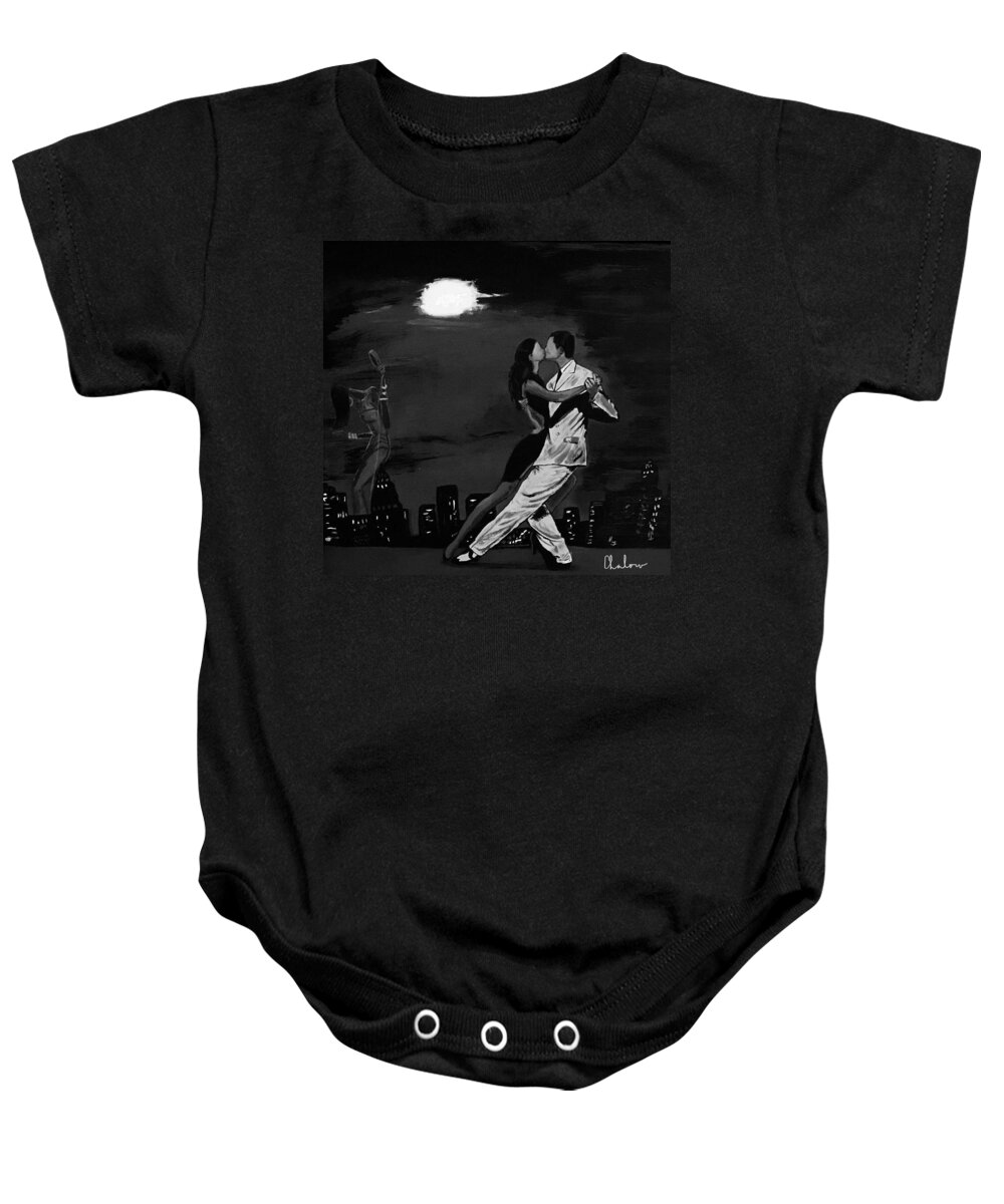  Baby Onesie featuring the painting Moonlight Dark Dancing by Charles Young