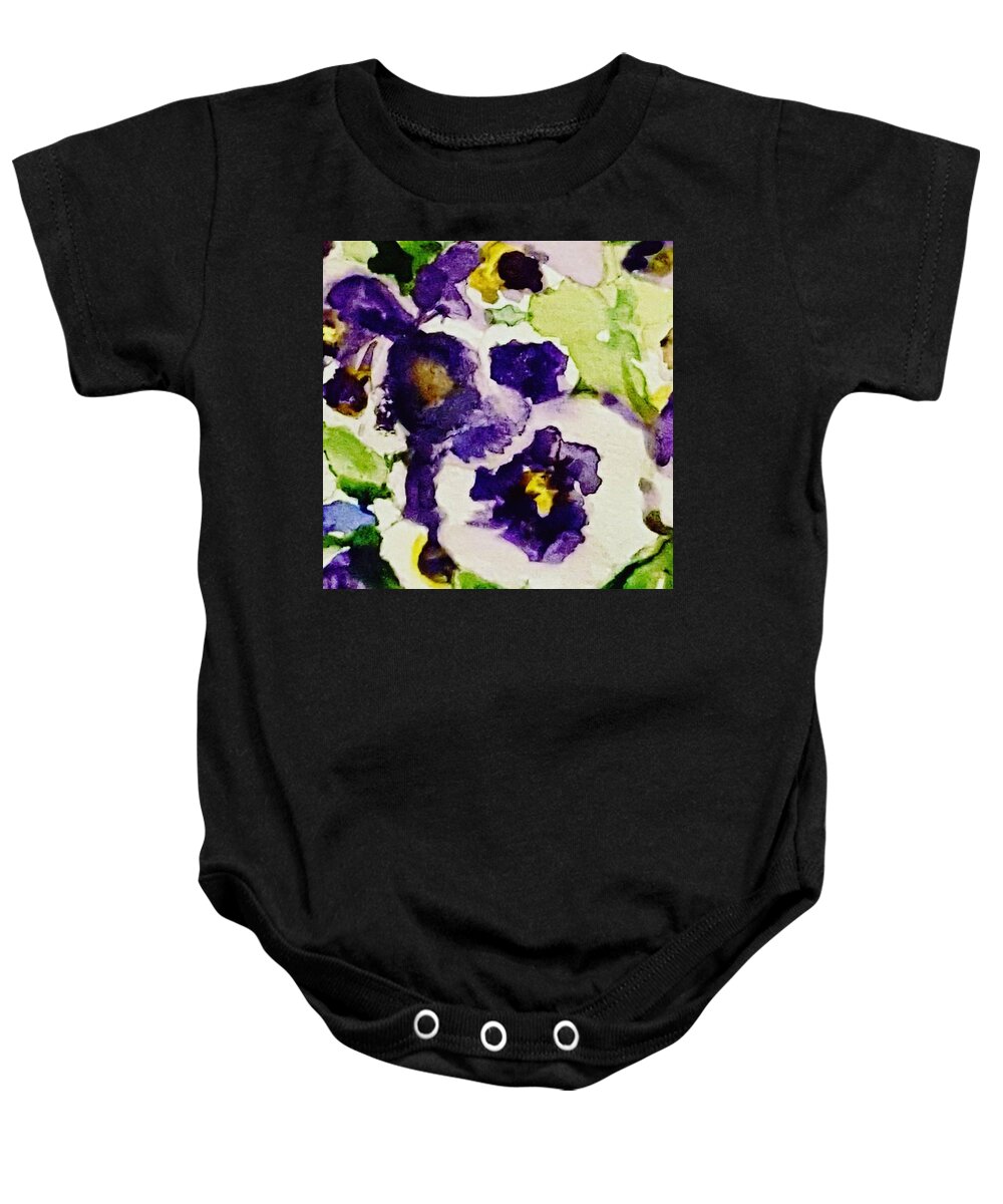 Gardens Baby Onesie featuring the painting Morning Glories by Julie TuckerDemps