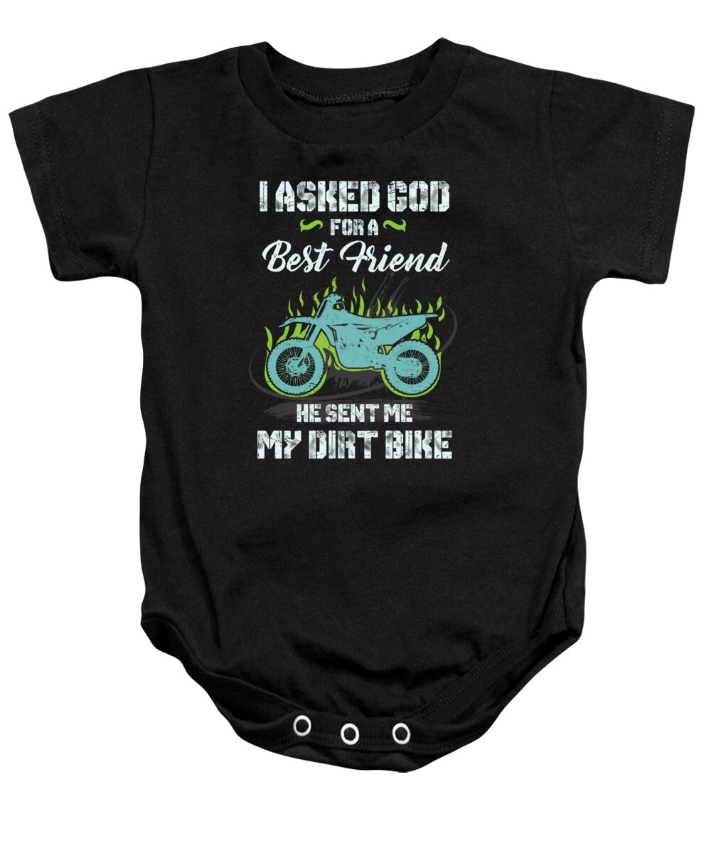 Dirtbike Baby Onesie featuring the digital art Motocross God Sent My Dirt Bike by Jacob Zelazny