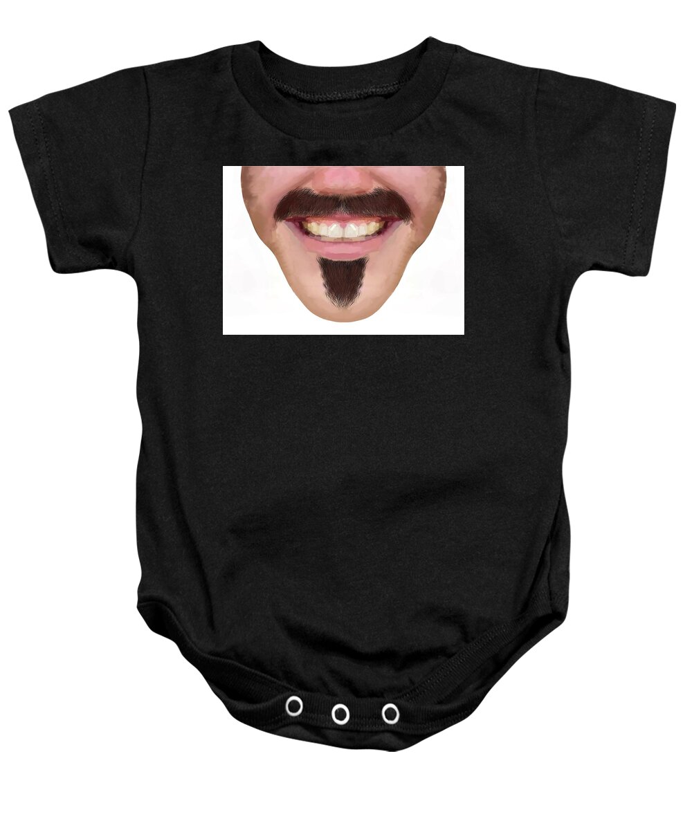 Face Baby Onesie featuring the drawing Moustache Soul Patch Facial Hair Male Novelty Face Mask by Joan Stratton