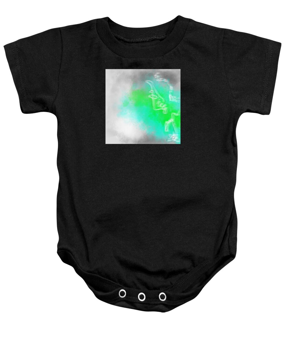 Grey Baby Onesie featuring the digital art Moving on by Amber Lasche