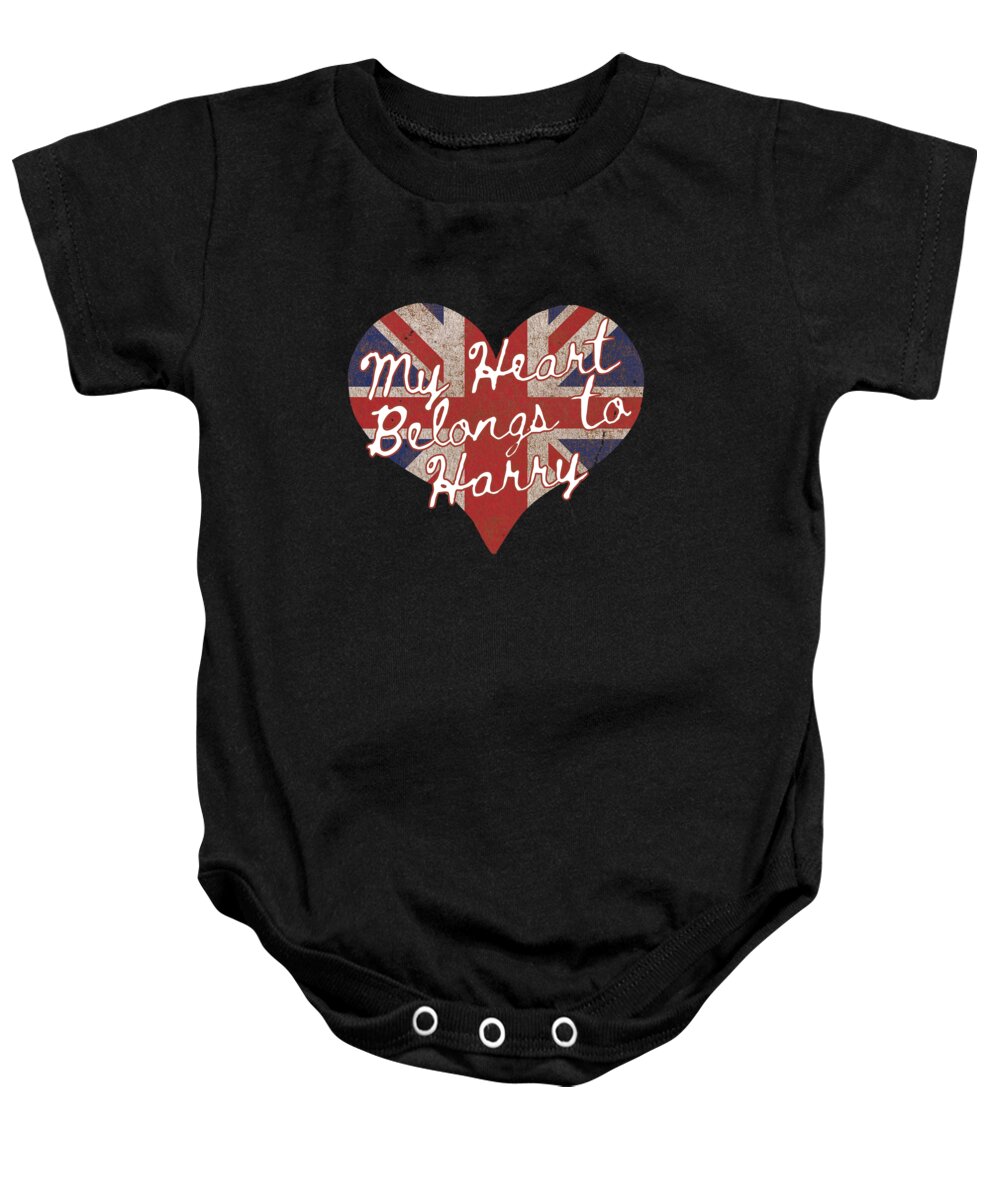 Funny Baby Onesie featuring the digital art My Heart Belongs to Prince Harry by Flippin Sweet Gear