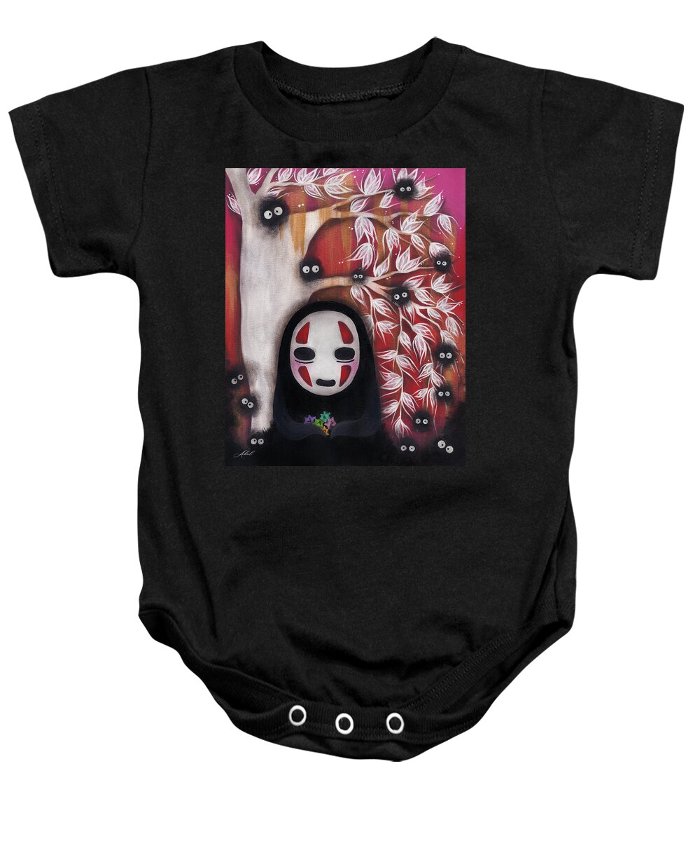 No Face Baby Onesie featuring the painting My Sprites by Abril Andrade