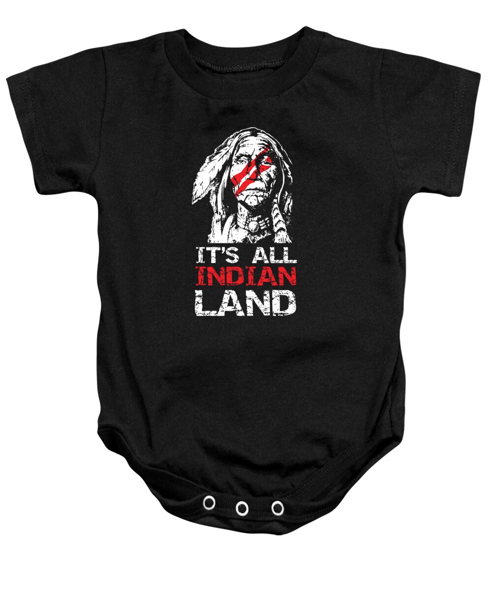 Native Baby Onesie featuring the digital art Native American All Indian Land Apparel by Michael S