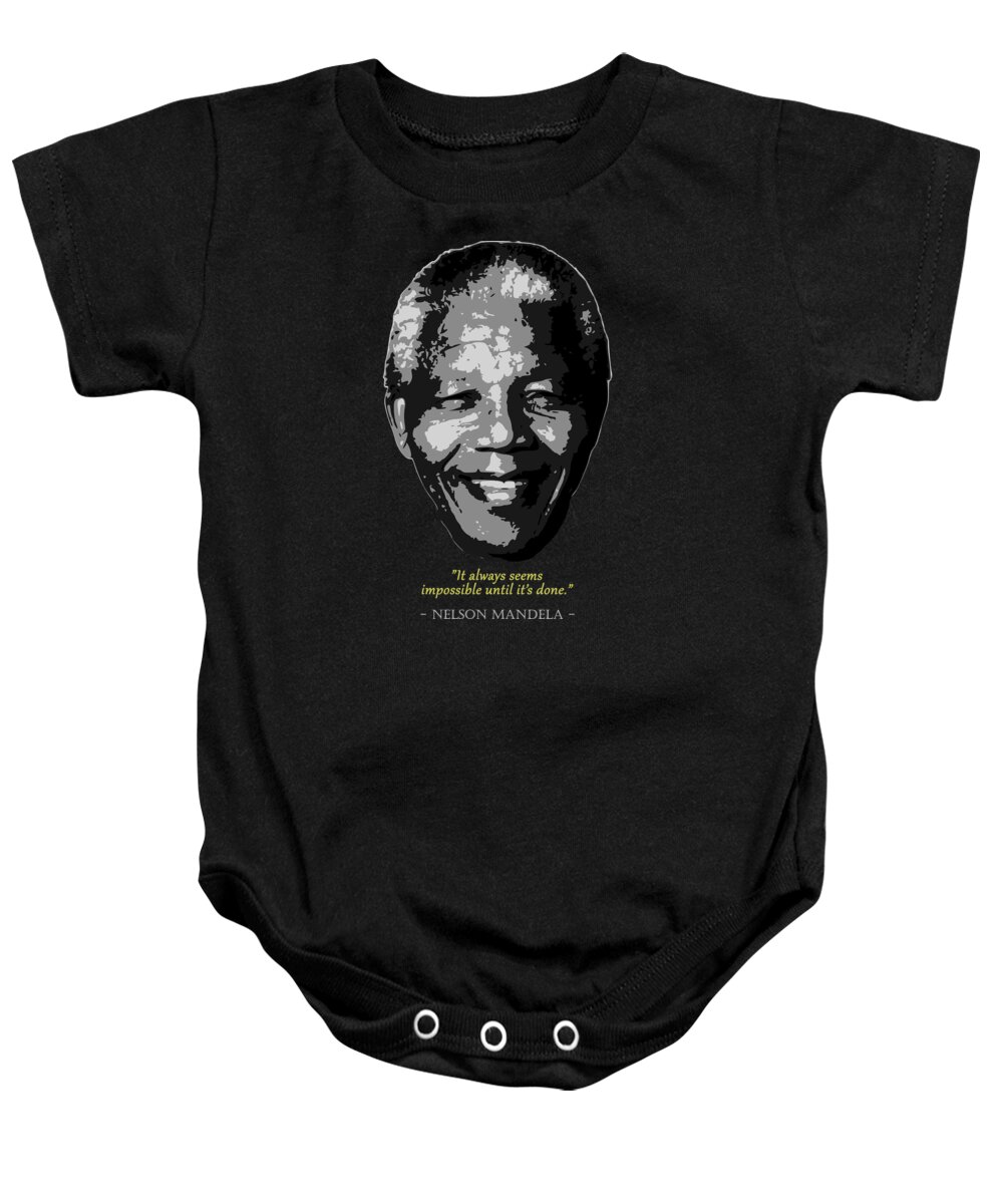 Nelson Baby Onesie featuring the digital art Nelson Mandela Quote by Filip Schpindel