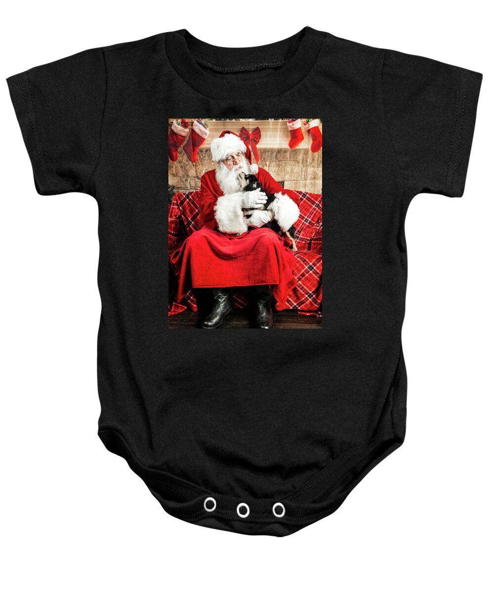 Newt Baby Onesie featuring the photograph Newt with Santa 1 by Christopher Holmes