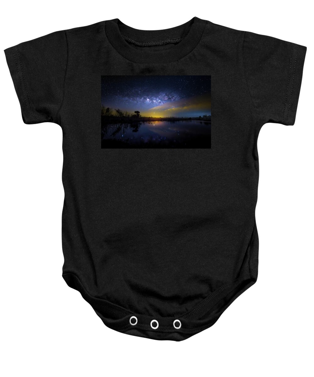 Milky Way Baby Onesie featuring the photograph Night at Crocodile Creek 2 by Mark Andrew Thomas