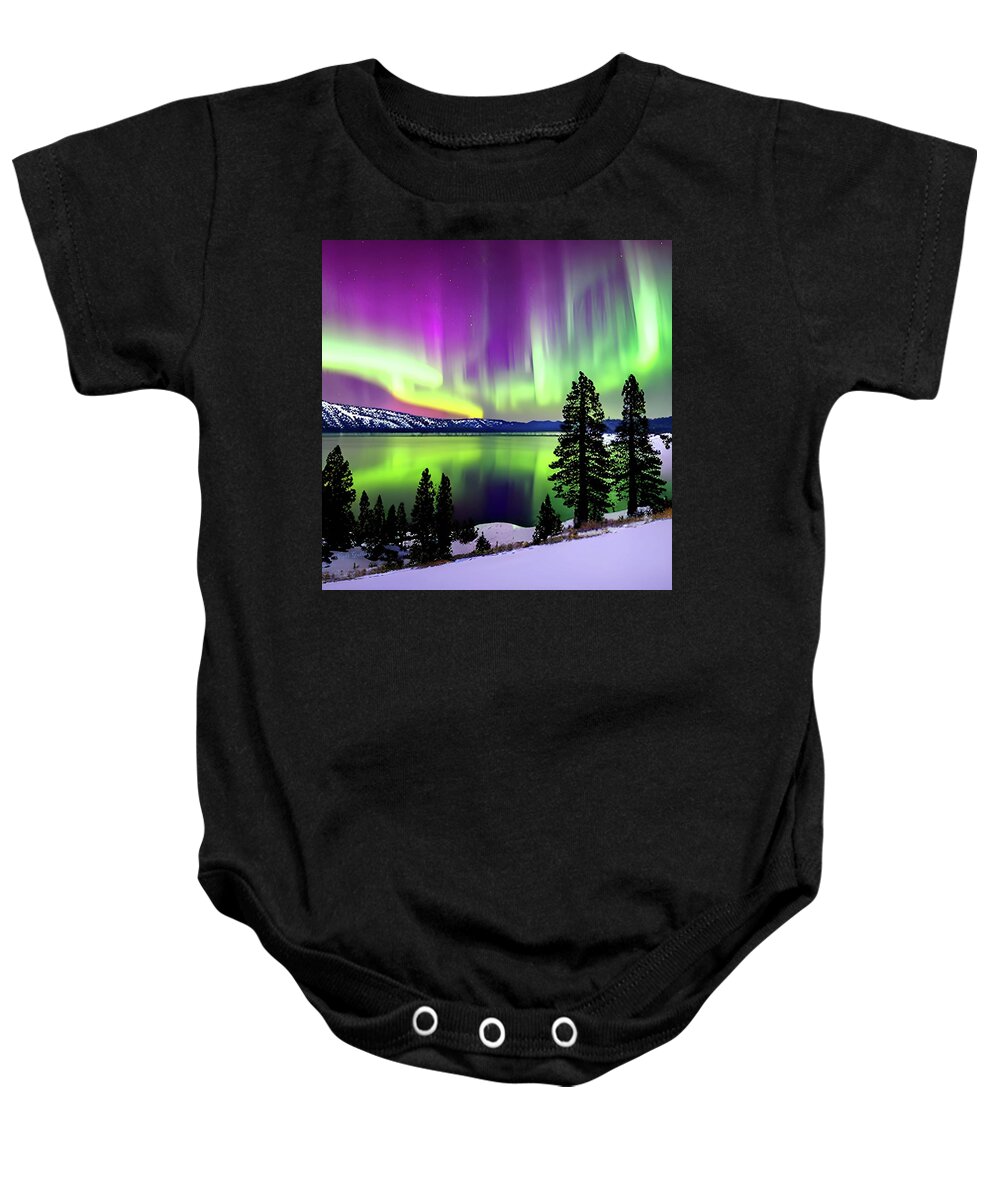 Aurora Baby Onesie featuring the digital art Northern Lights No.24 by Fred Larucci