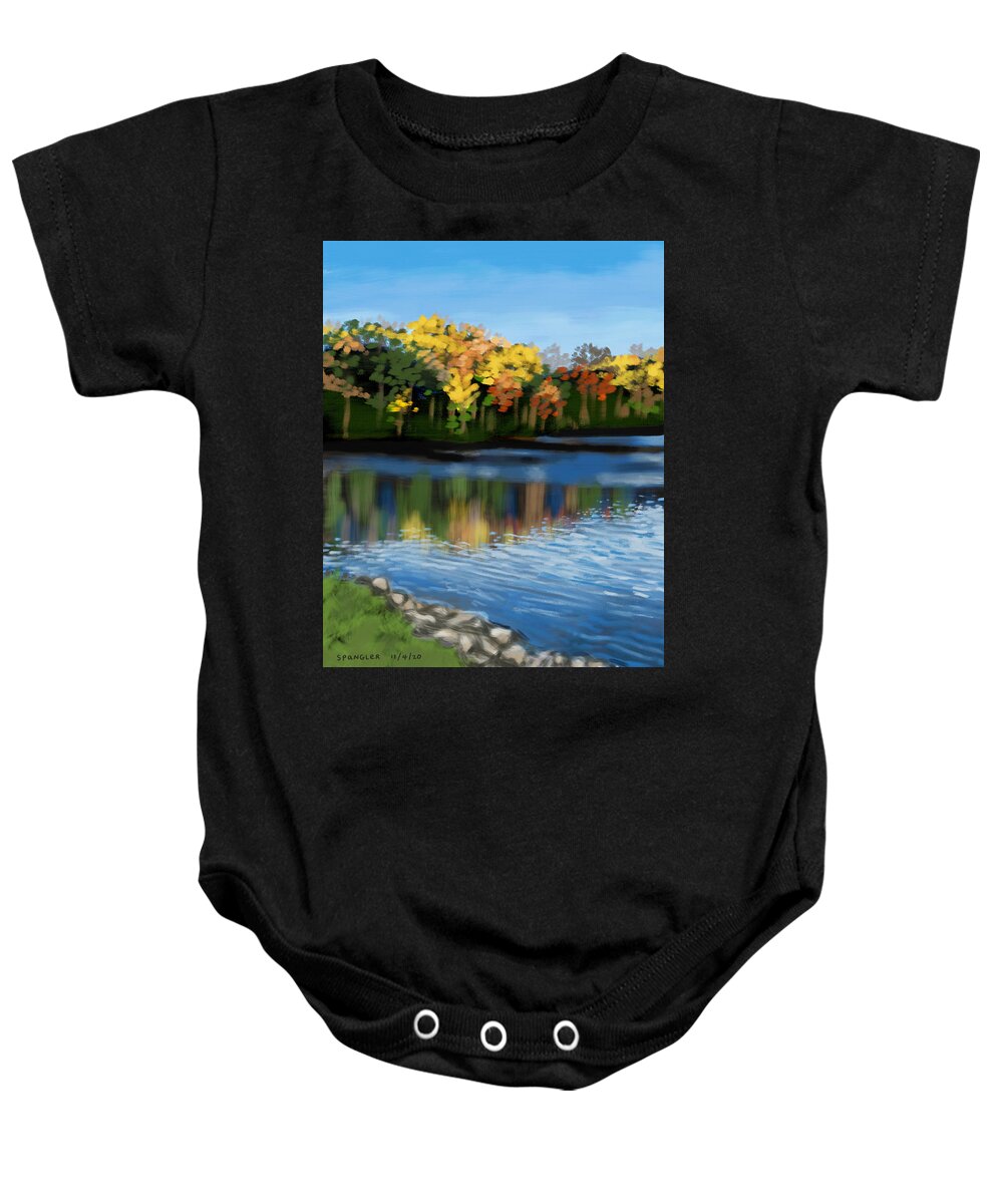  Baby Onesie featuring the painting November reflections by Susan Spangler