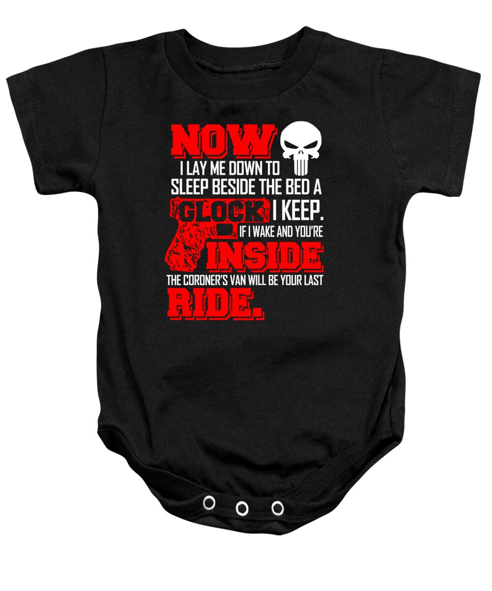 Gun Owner Gifts Baby Onesie featuring the digital art Now I Lay Me Down To Sleep by Jacob Zelazny