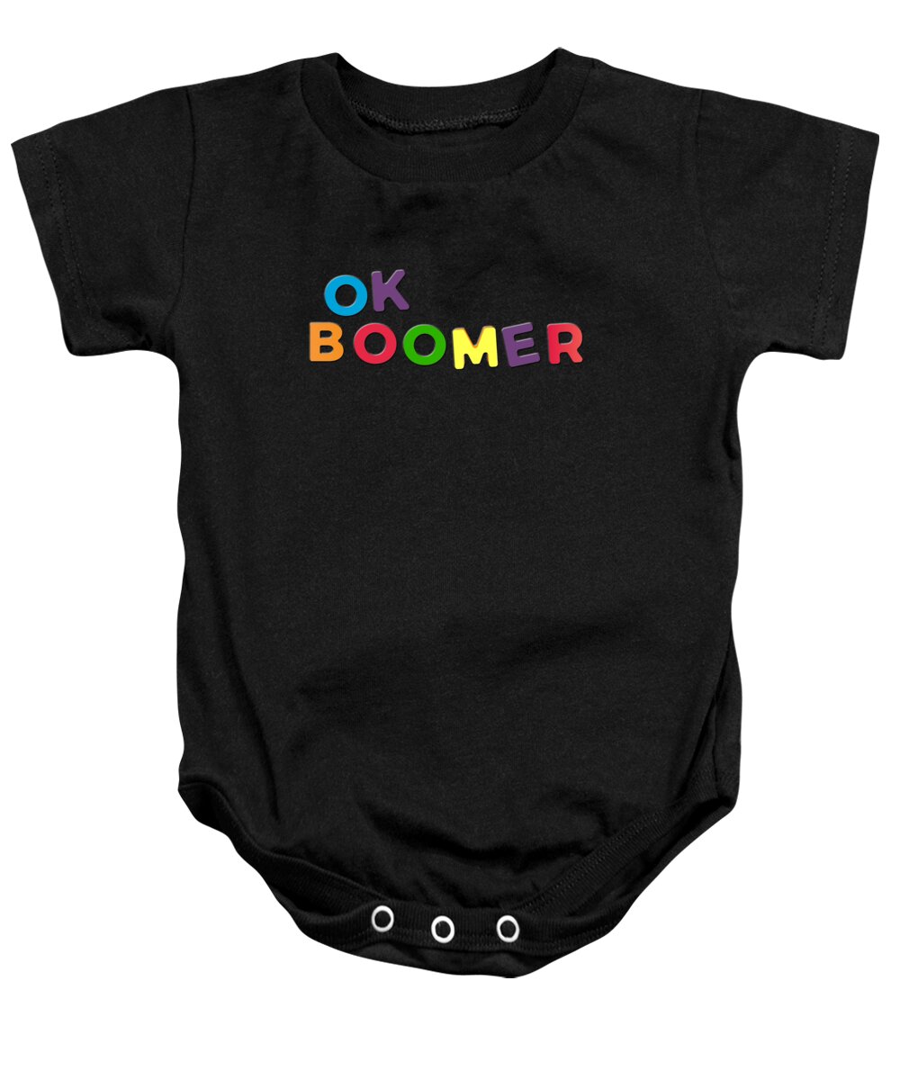 Meme Baby Onesie featuring the digital art Ok Boomer by Flippin Sweet Gear