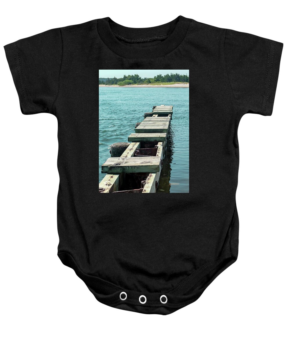 Pier Baby Onesie featuring the photograph Old Pier by Jody Lane