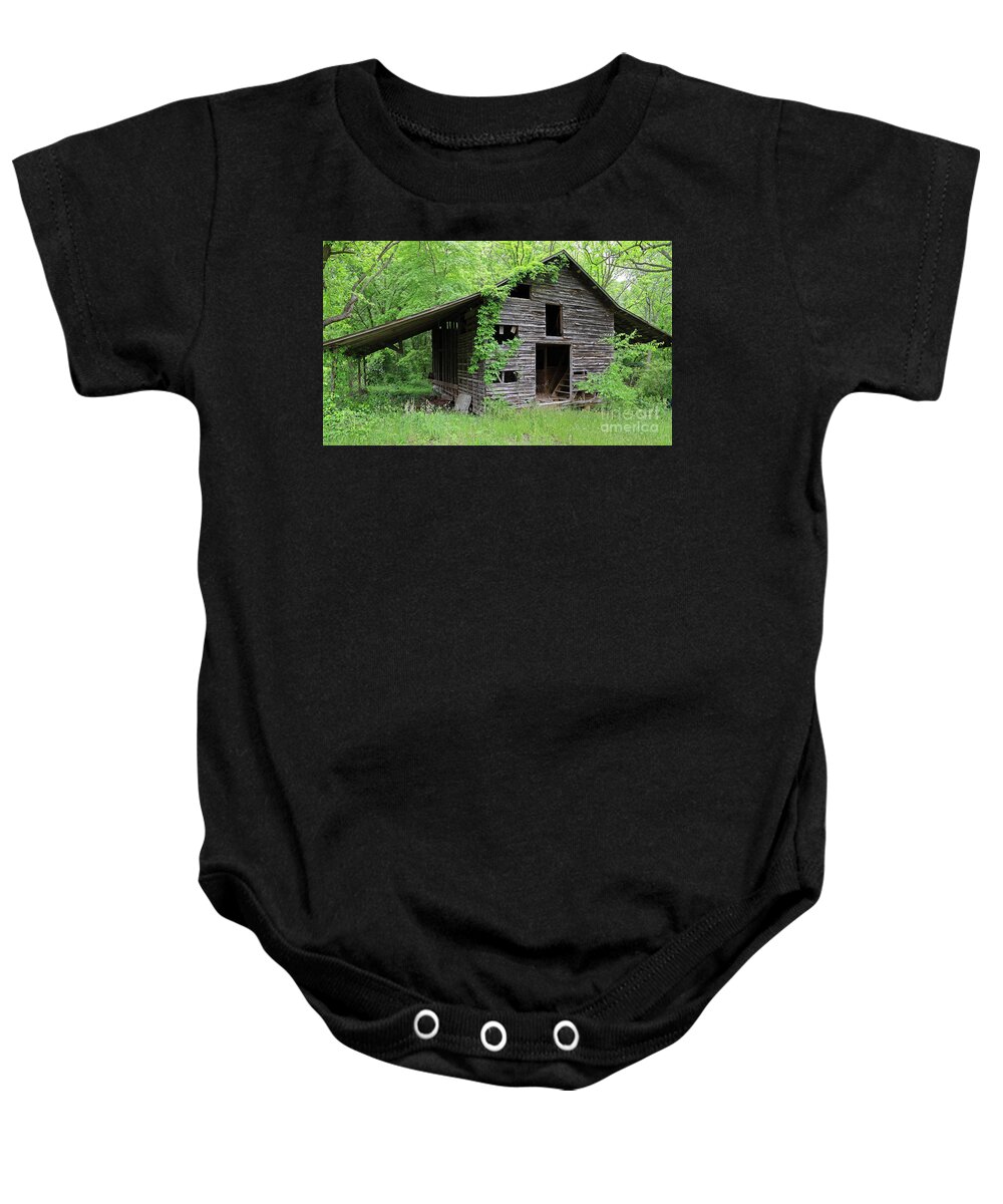 Vine Baby Onesie featuring the photograph Old Tobacco Barn 0290 by Jack Schultz