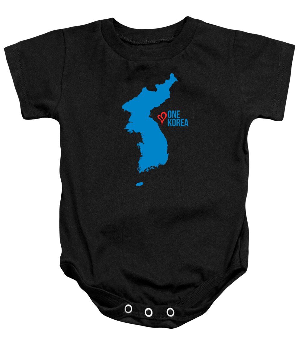Funny Baby Onesie featuring the digital art One Korea Love Unification Flag by Flippin Sweet Gear