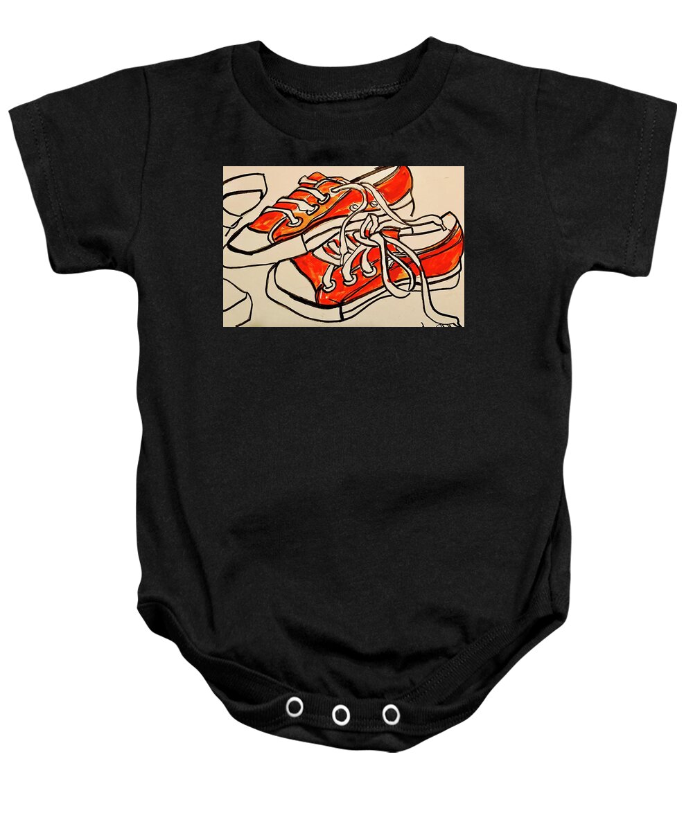  Baby Onesie featuring the painting Orange by Angie ONeal