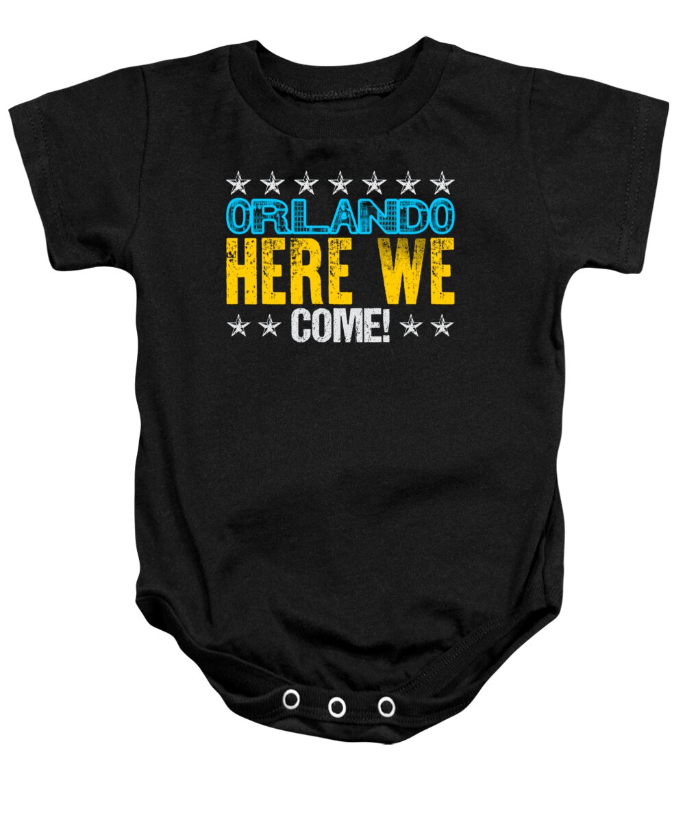 Vacation Gifts Baby Onesie featuring the digital art ORLANDO Here We Come by Jacob Zelazny
