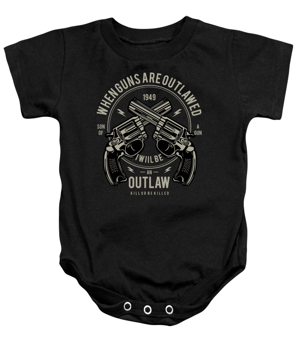 Veteran Baby Onesie featuring the digital art Outlaw Son of a Gun by Jacob Zelazny