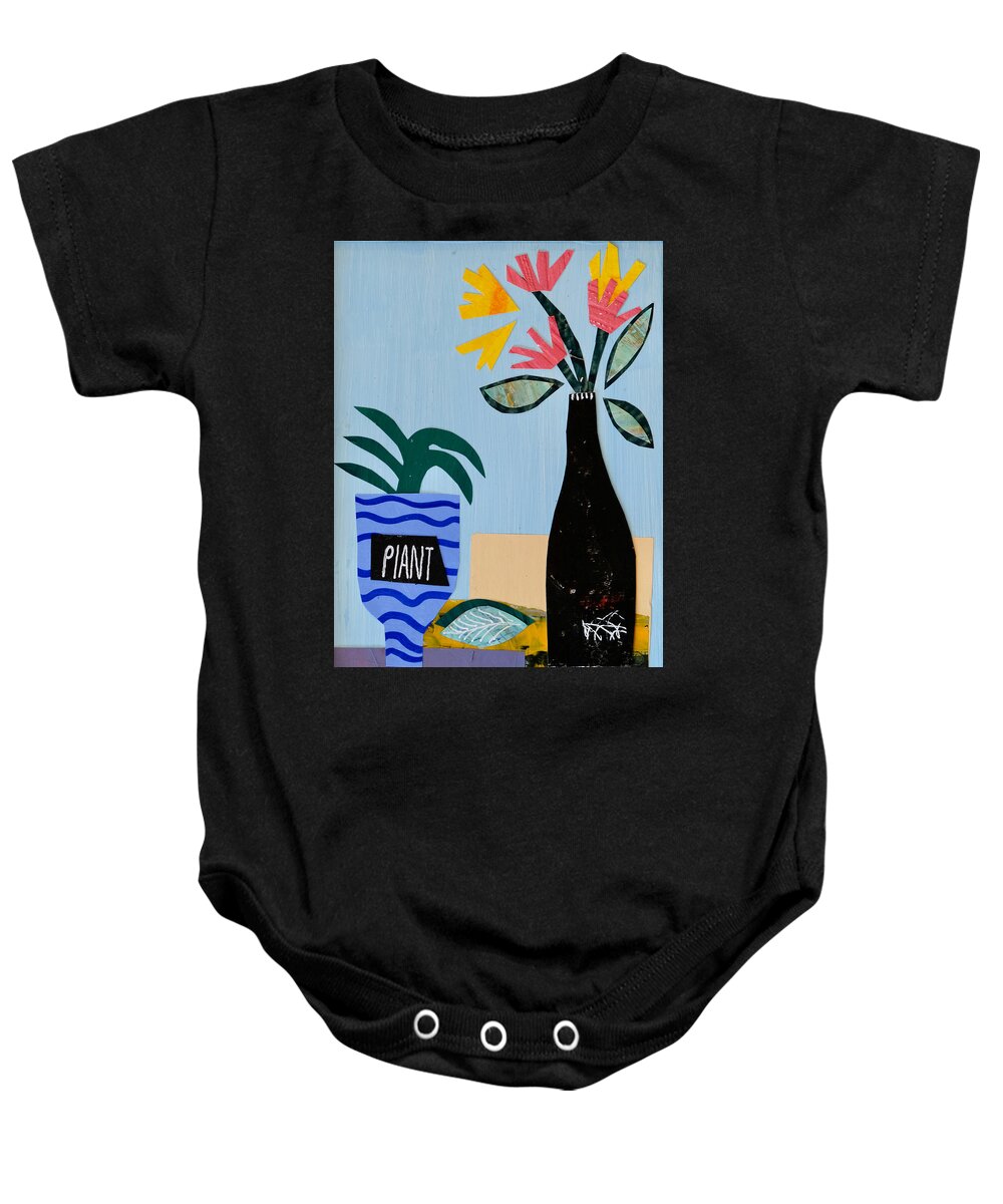 Flowers Baby Onesie featuring the mixed media Paper Plant by Julia Malakoff