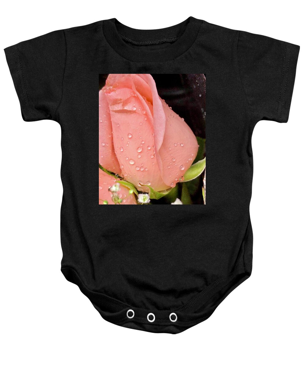 Rose Baby Onesie featuring the photograph Peach Roses by Lisa Pearlman