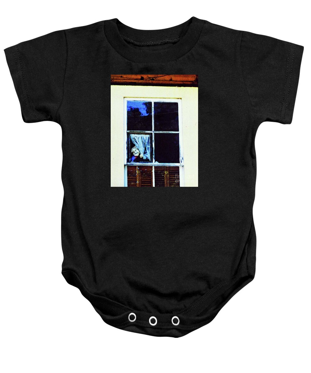 Still Life Baby Onesie featuring the mixed media Peek-A-Boo by Sharon Williams Eng