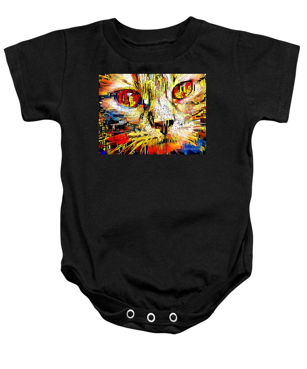 Wingsdomain Baby Onesie featuring the photograph Penelope The Small Town Cat With Big City Dreams in Contemporary Vibrant Colors 20201009 by Wingsdomain Art and Photography