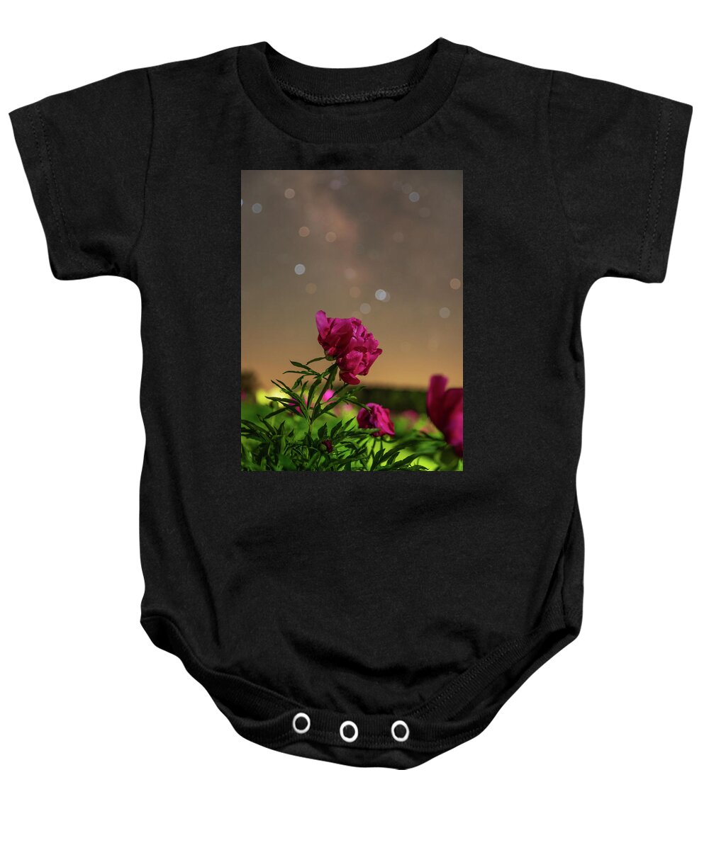 Flowers Baby Onesie featuring the photograph Peony Hill Farm by Grant Twiss