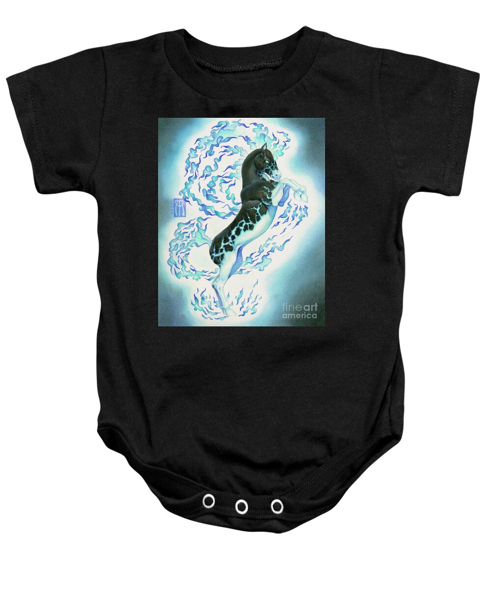 Sorcery Contested Realm Baby Onesie featuring the mixed media Phantom Steed by Melissa A Benson