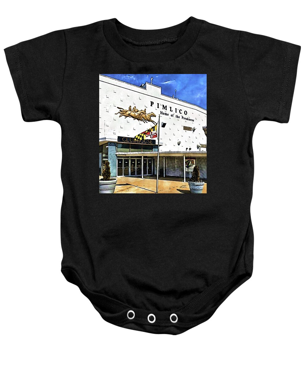 Pimlico Baby Onesie featuring the digital art Pimlico Clubhouse by CAC Graphics