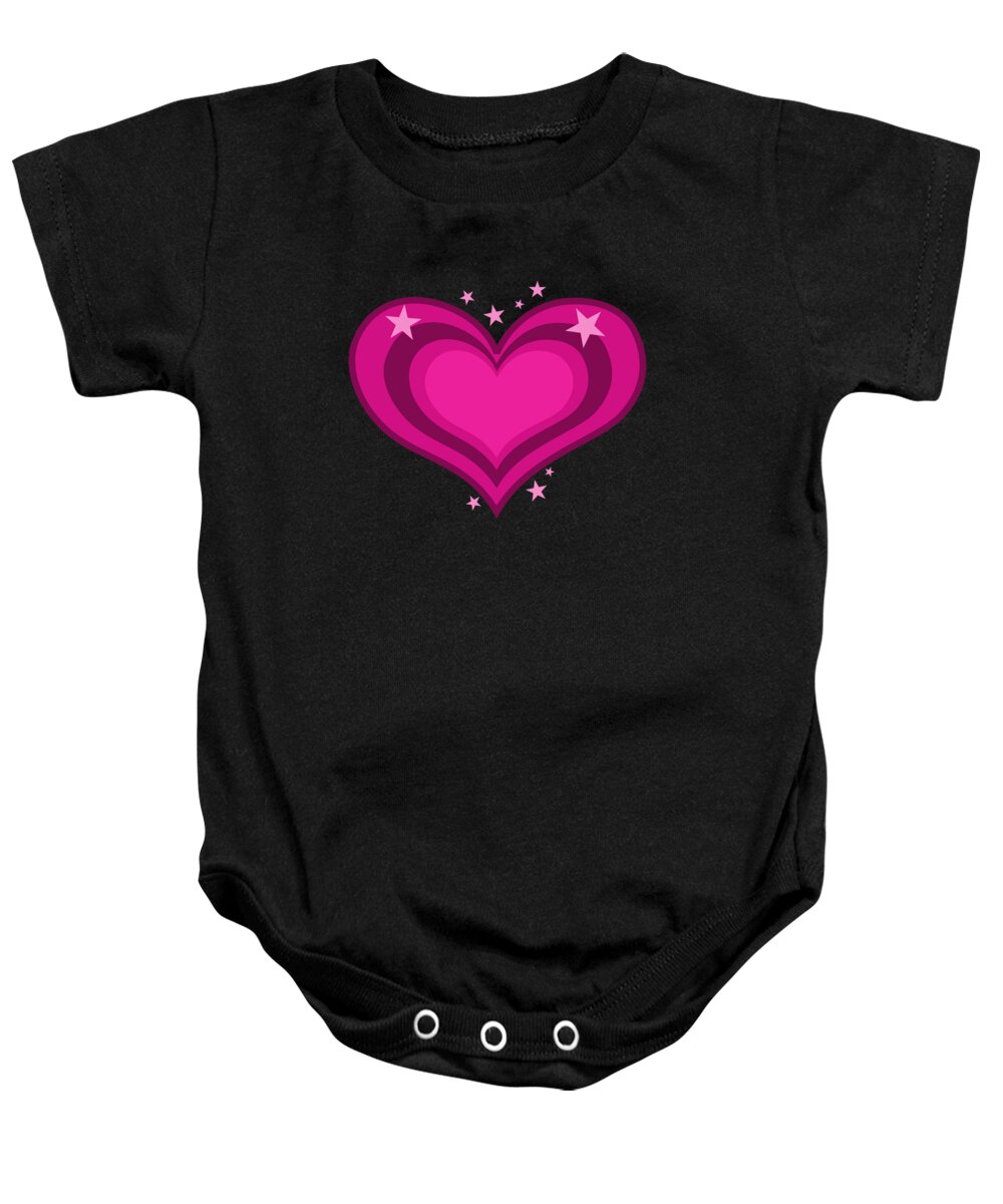 Funny Baby Onesie featuring the digital art Pink Heart Valentines Day Be Mine Valentine by Flippin Sweet Gear