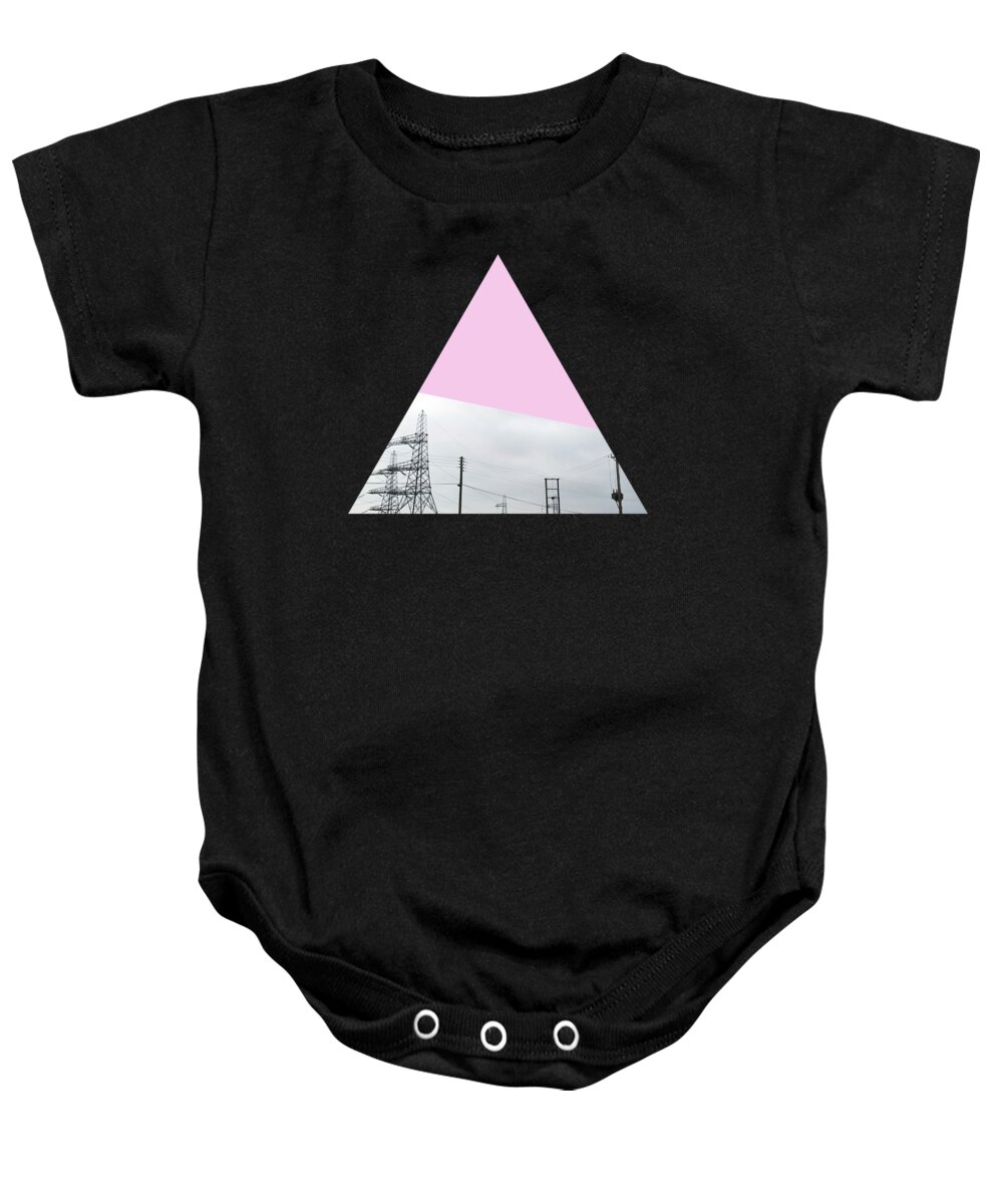 Pylons Baby Onesie featuring the photograph Pink Pylons by Cassia Beck