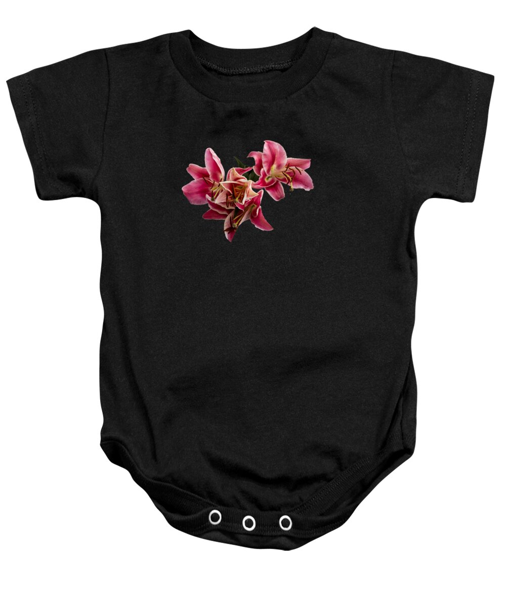 Lilly Baby Onesie featuring the photograph Pink Stargazer Lillies by L Bosco