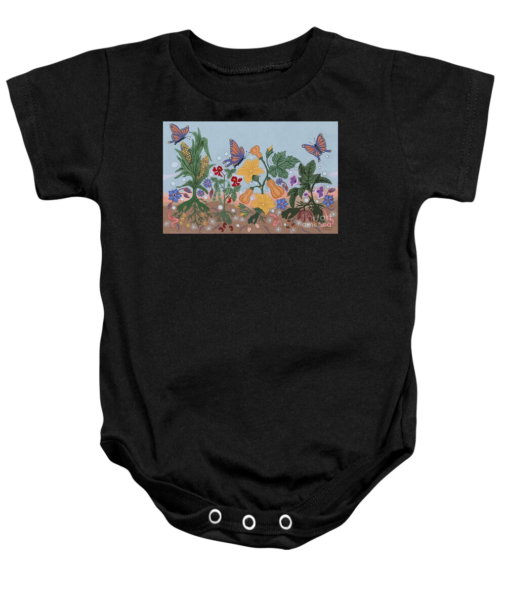 Food Baby Onesie featuring the painting Plant a Seed for Tomorrow by Chholing Taha