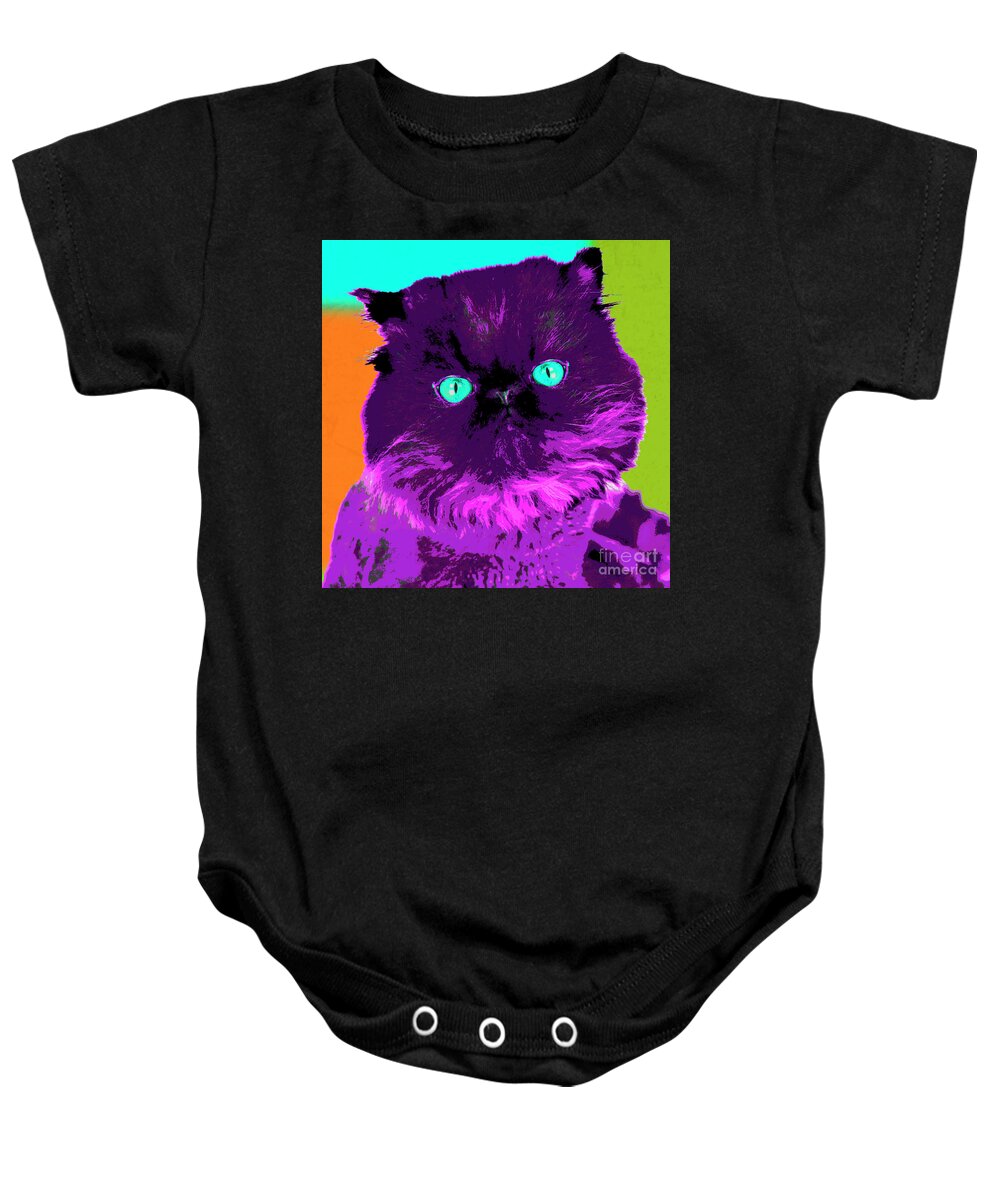 Cat Baby Onesie featuring the photograph PopART Persian Kitty by Renee Spade Photography