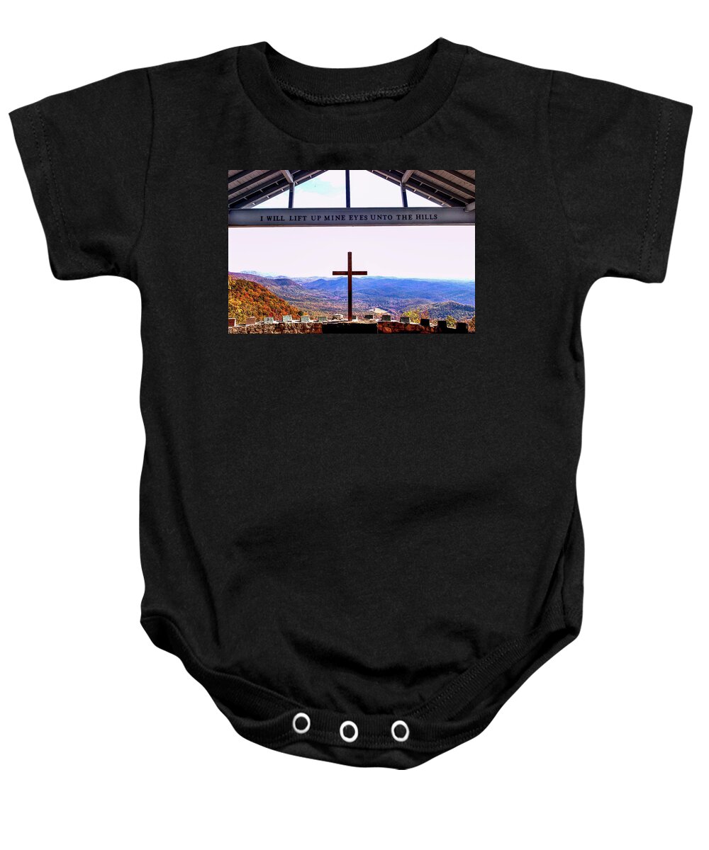 Cross Baby Onesie featuring the photograph Pretty Place at Symmes Chapel by James C Richardson