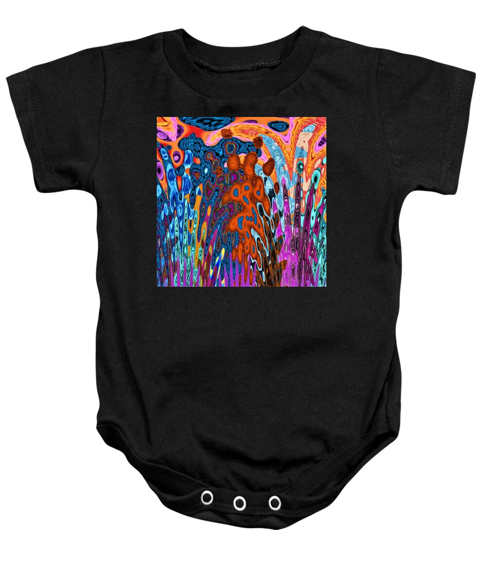 Abstract Baby Onesie featuring the digital art Psychedelic - Volcano Eruption by Ronald Mills