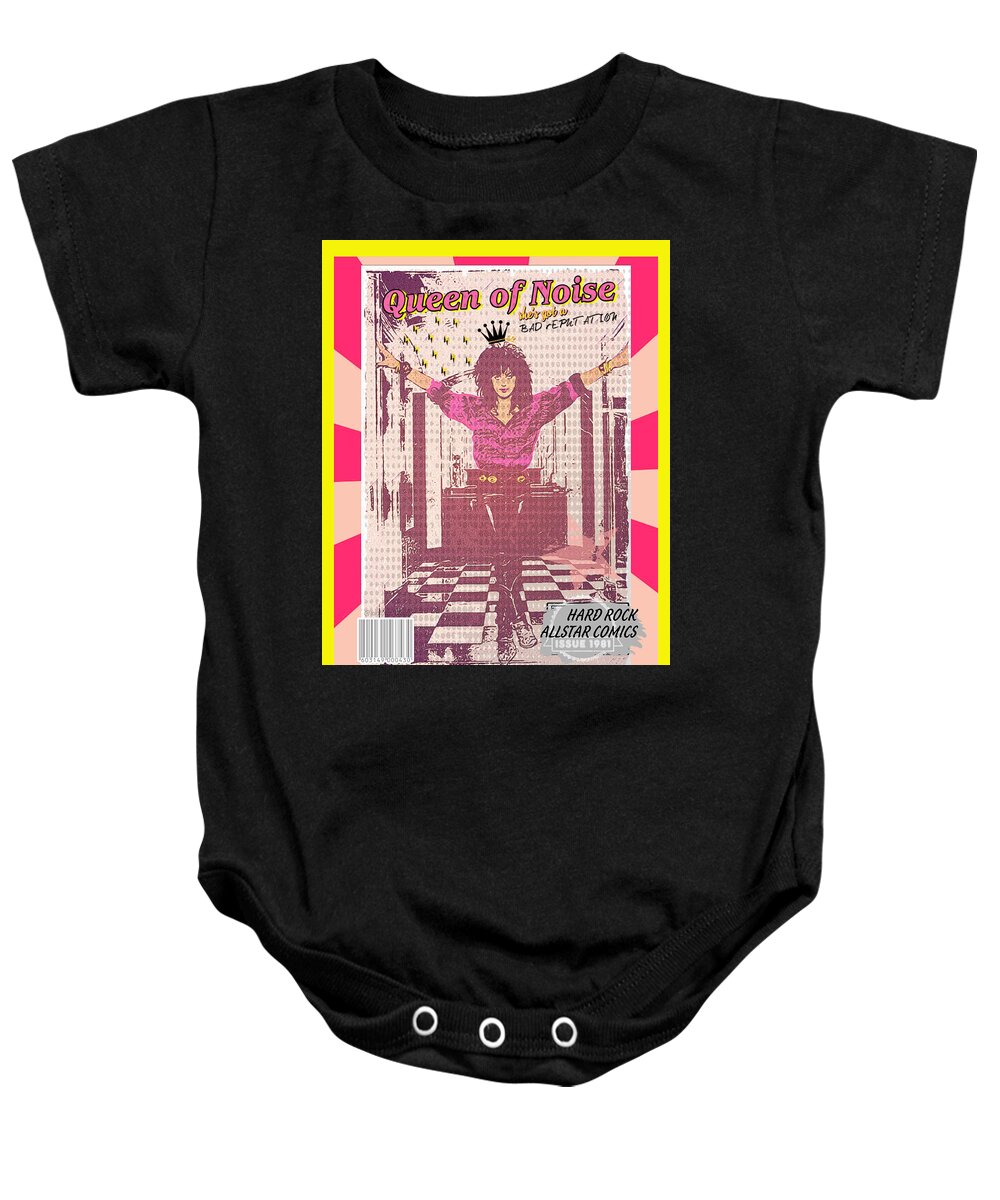 Joan Jett Baby Onesie featuring the digital art Queen of Noise by Christina Rick